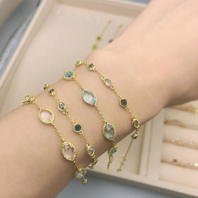 Light luxury sapphire blue toppa bracelet women