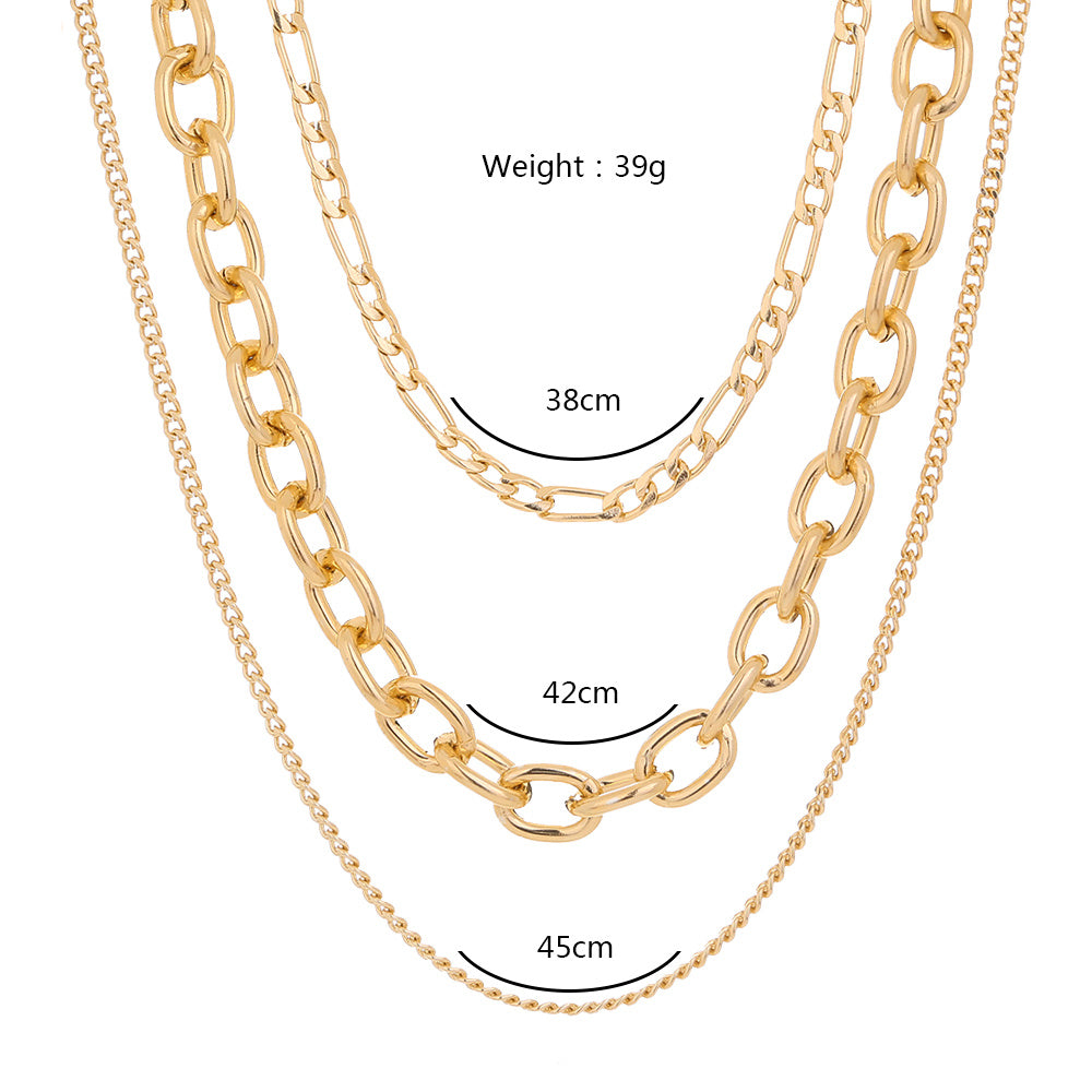 Stylish European and American Cross-border Retro Exaggerated Thick Chain Necklace, perfect for hip hop fashion statements.