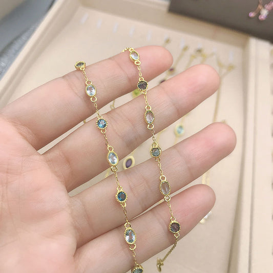 Light luxury sapphire blue toppa bracelet women