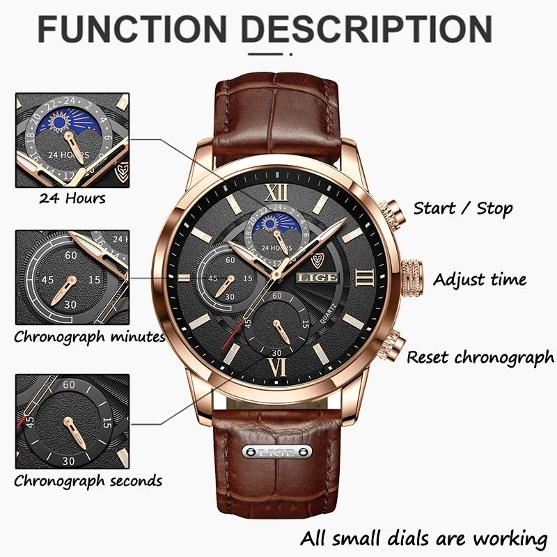 Leather Men Quartz Luxury Watch