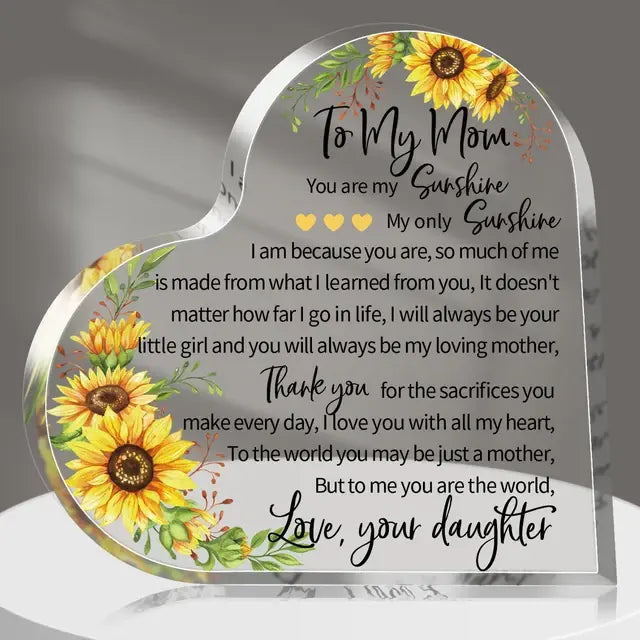 Beautiful Acrylic Heart Plaque featuring heartfelt message, perfect for preserving special memories and love.